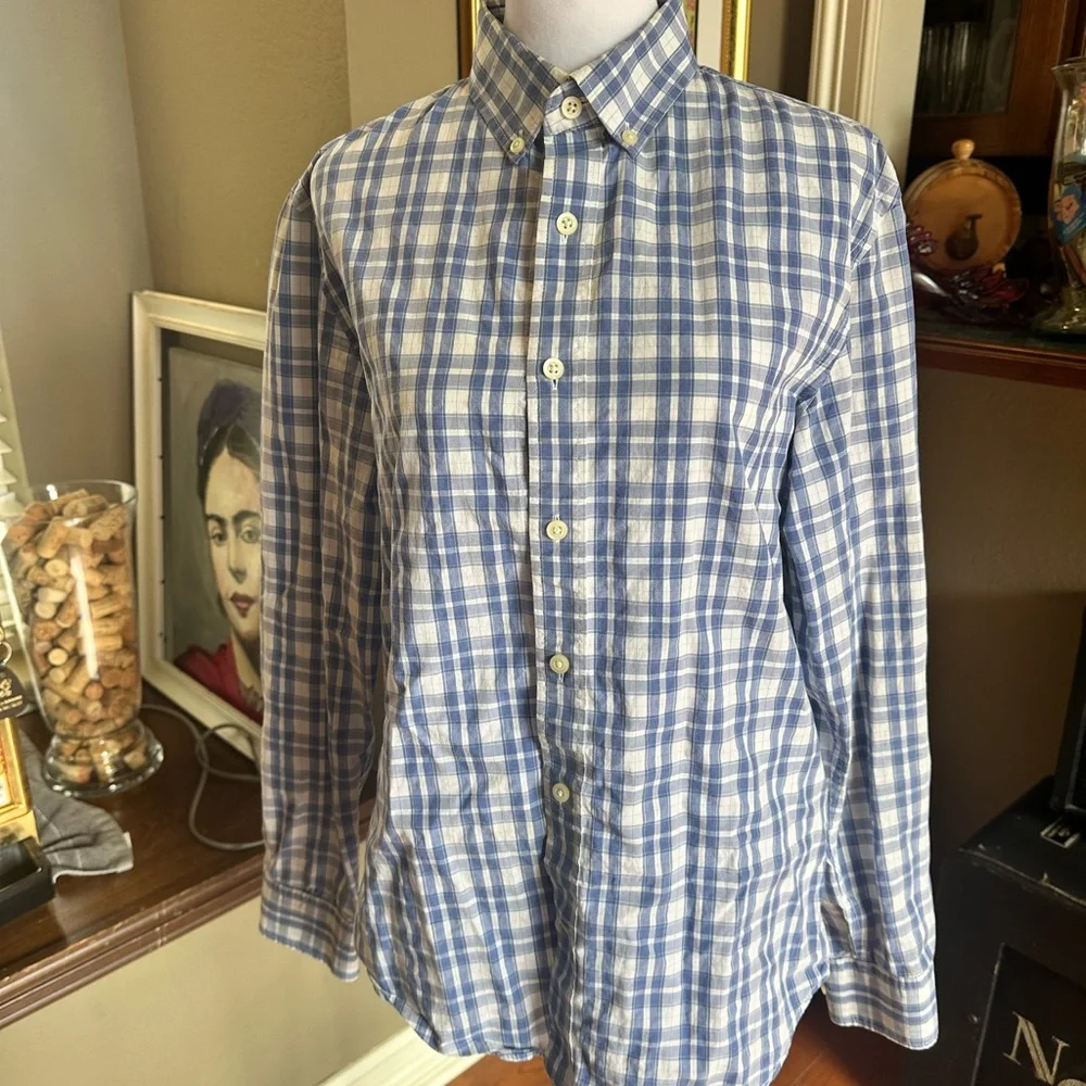 Banana Republic Light Blue Checkered Shirt